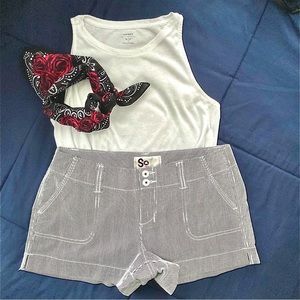 SO Blue & White Striped Shorts